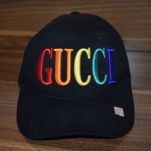 Embroidered Rainbow baseball cap black hat GUCCI